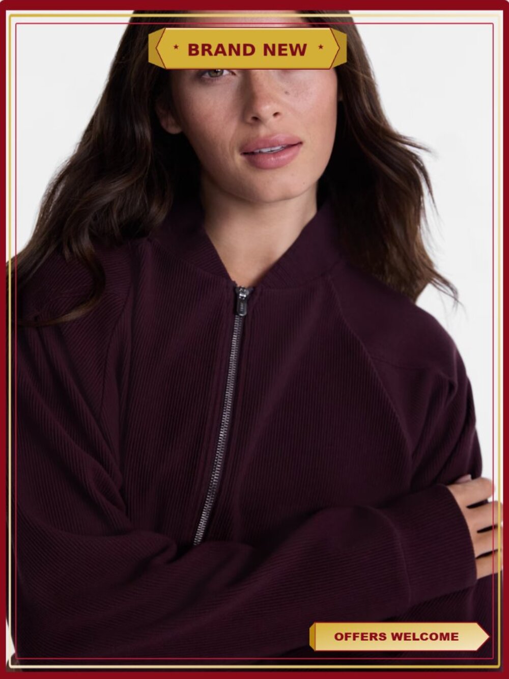 Ottoman Ribbed Full Zip Bomber Jacket - Picture 5 of 6